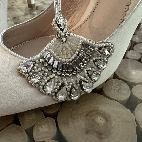Emmy London Jeweled Stiletto Pumps White - Picture 5 of 8